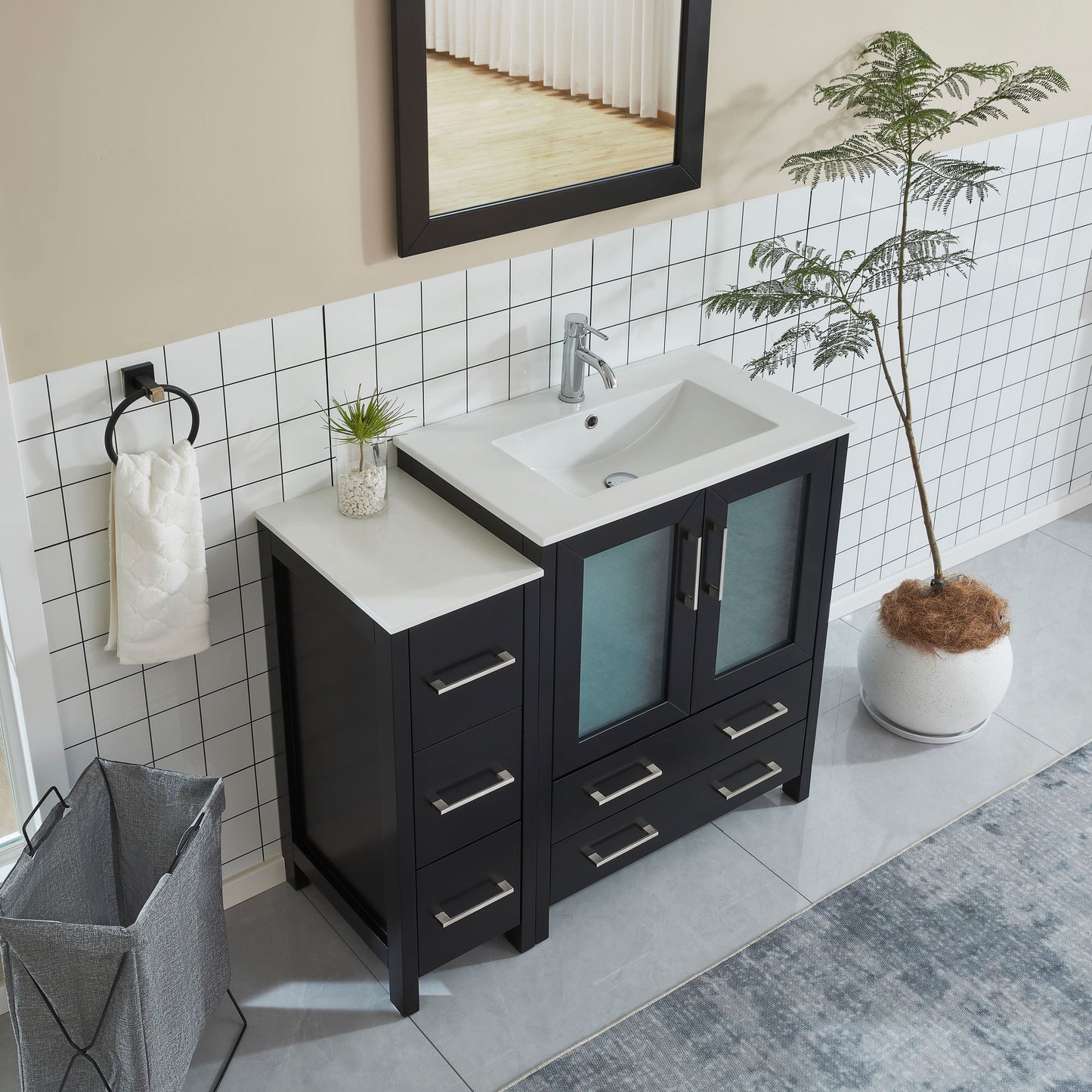 Vanity Art VA3030-42E 42 Inch Single Sink Bathroom Vanity in Espresso with Ceramic Countertop - Vanity Art VA3030-42E