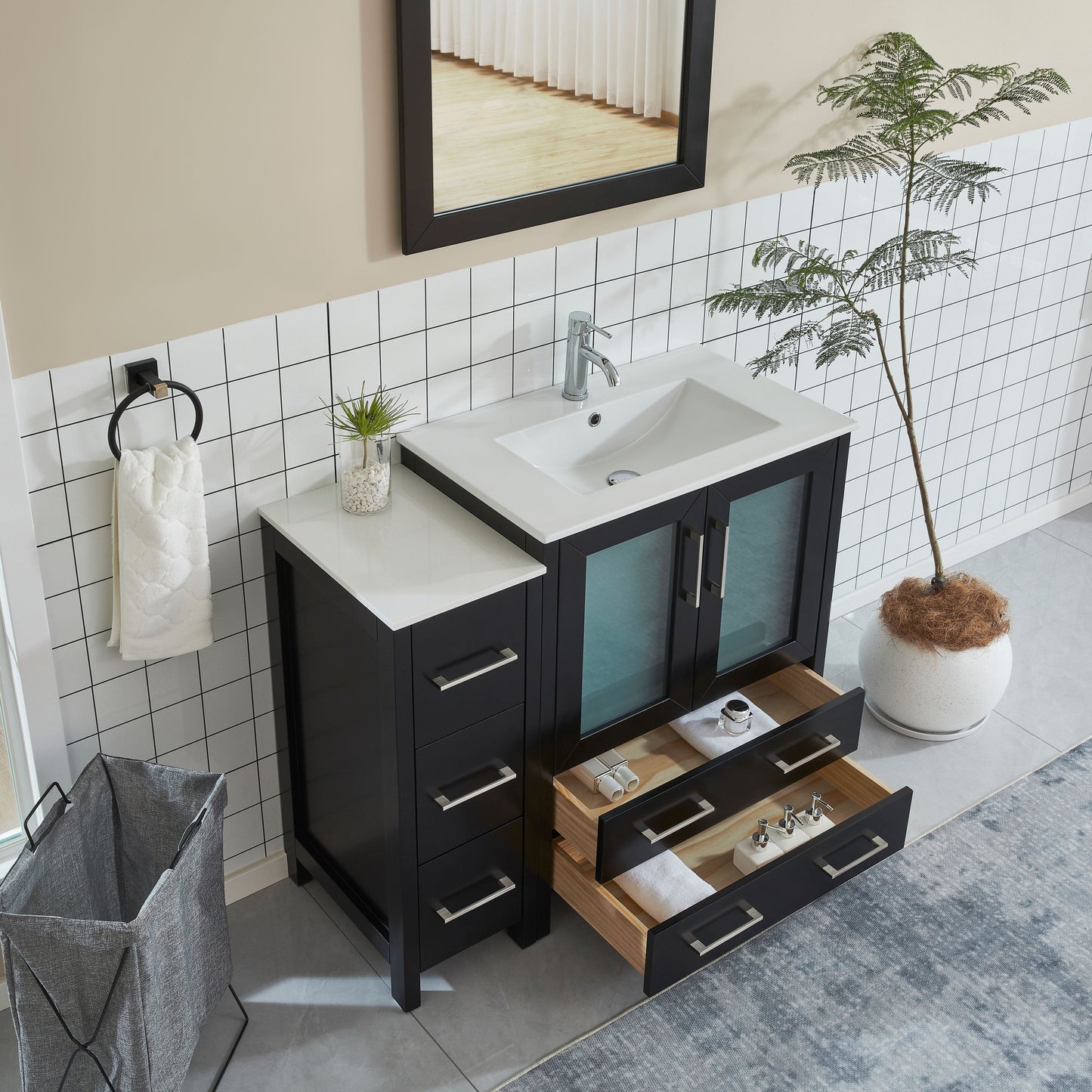 Vanity Art VA3030-42E 42 Inch Single Sink Bathroom Vanity in Espresso with Ceramic Countertop - Vanity Art VA3030-42E