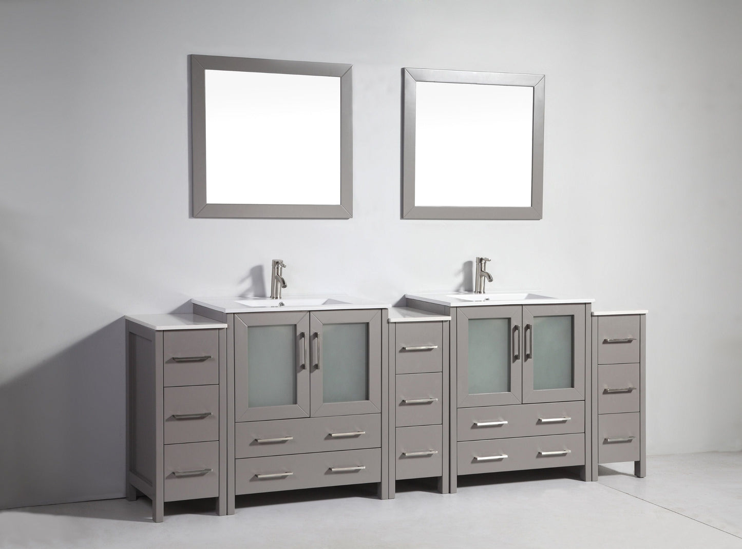 Vanity Art VA3030-96G 96 Inch Double Sink Bathroom Vanity in Gray with Ceramic Countertop - Vanity Art VA3030-96G
