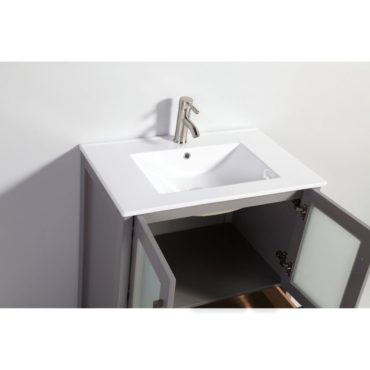 Vanity Art VA3030-96G 96 Inch Double Sink Bathroom Vanity in Gray with Ceramic Countertop - Vanity Art VA3030-96G