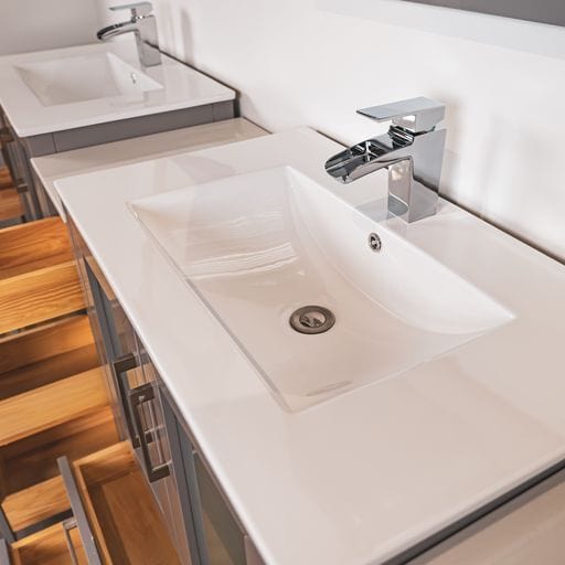 Vanity Art VA3030-96G 96 Inch Double Sink Bathroom Vanity in Gray with Ceramic Countertop - Vanity Art VA3030-96G