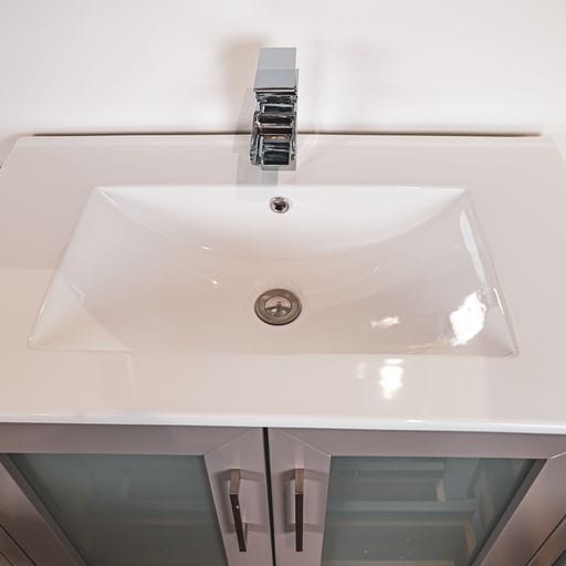 Vanity Art VA3030-96G 96 Inch Double Sink Bathroom Vanity in Gray with Ceramic Countertop - Vanity Art VA3030-96G