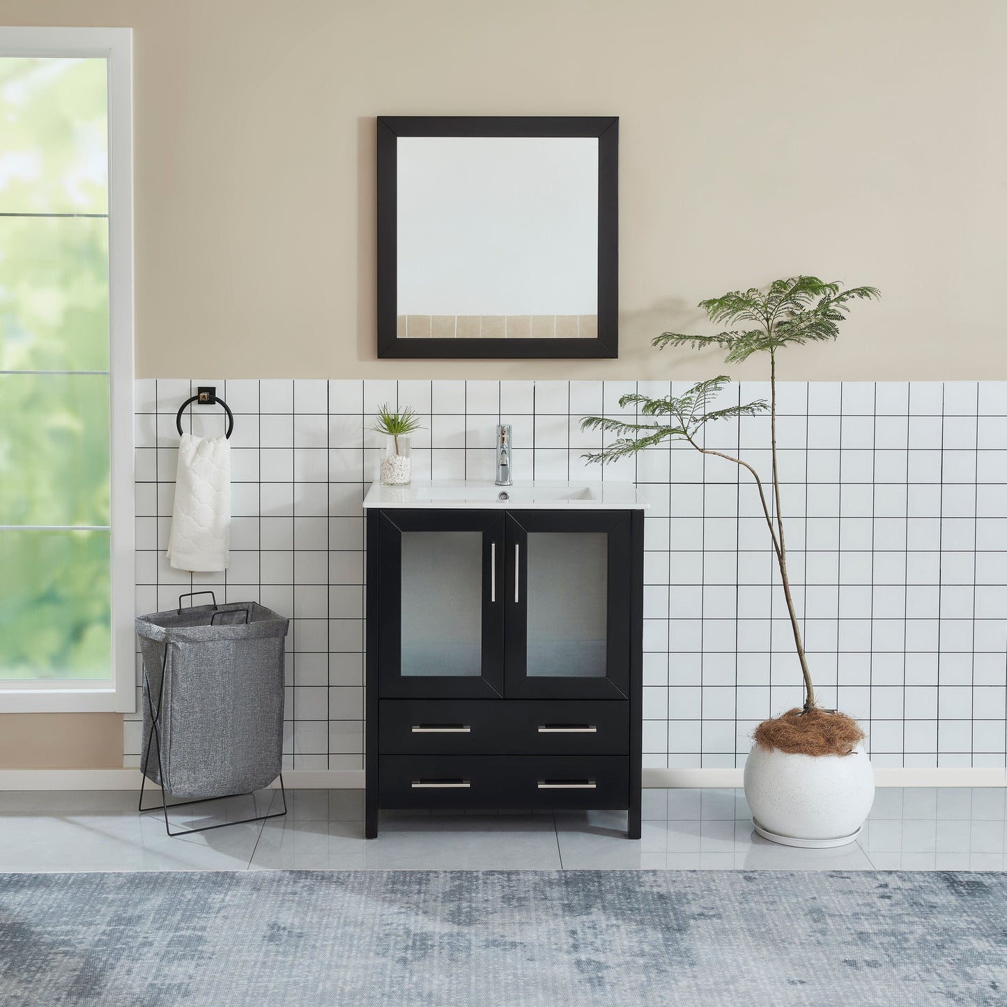 Vanity Art VA3030E 30 Inch Single Sink Bathroom Vanity in Espresso with Ceramic Countertop - Vanity Art VA3030E
