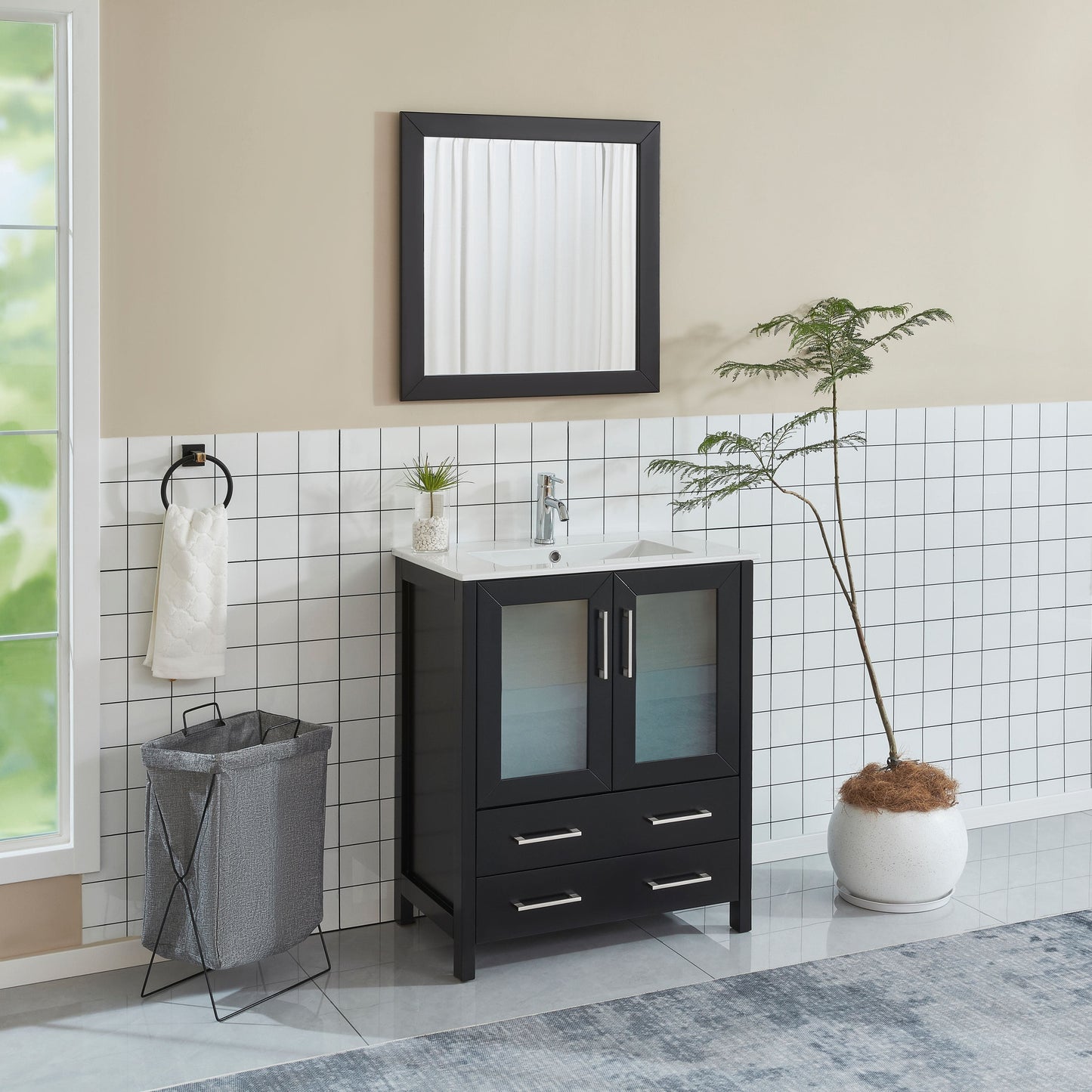Vanity Art VA3030E 30 Inch Single Sink Bathroom Vanity in Espresso with Ceramic Countertop - Vanity Art VA3030E