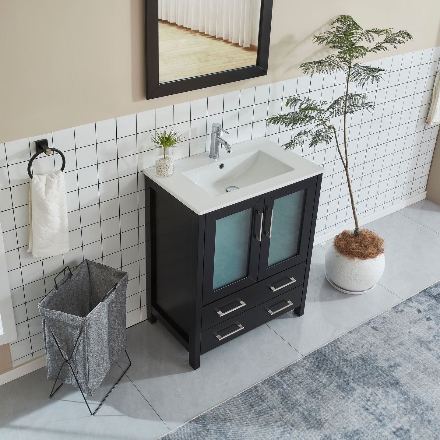 Vanity Art VA3030E 30 Inch Single Sink Bathroom Vanity in Espresso with Ceramic Countertop - Vanity Art VA3030E