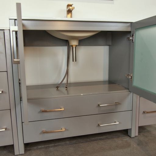 Vanity Art VA3036-108G 108 Inch Double Sink Bathroom Vanity in Gray with Ceramic Countertop - Vanity Art VA3036-108G