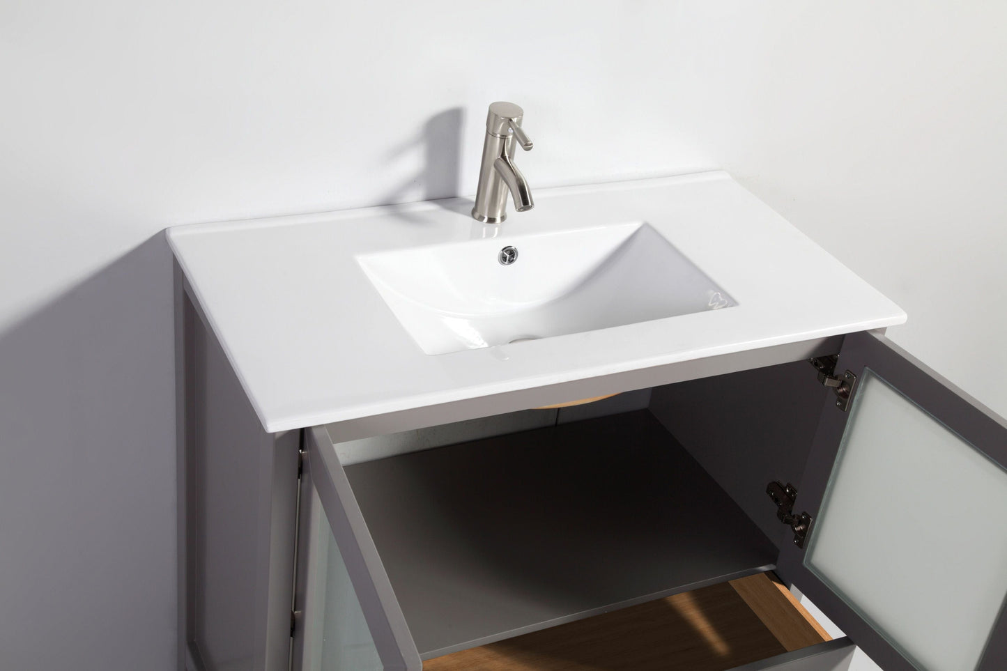 Vanity Art VA3036G 36 Inch Single Sink Bathroom Vanity in Gray with Ceramic Countertop - Vanity Art VA3036G