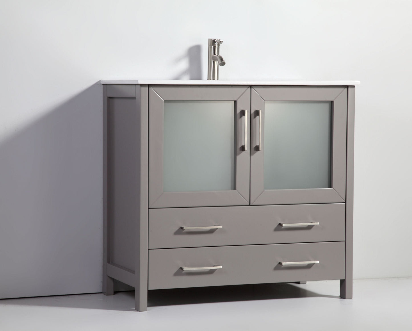 Vanity Art VA3036G 36 Inch Single Sink Bathroom Vanity in Gray with Ceramic Countertop - Vanity Art VA3036G