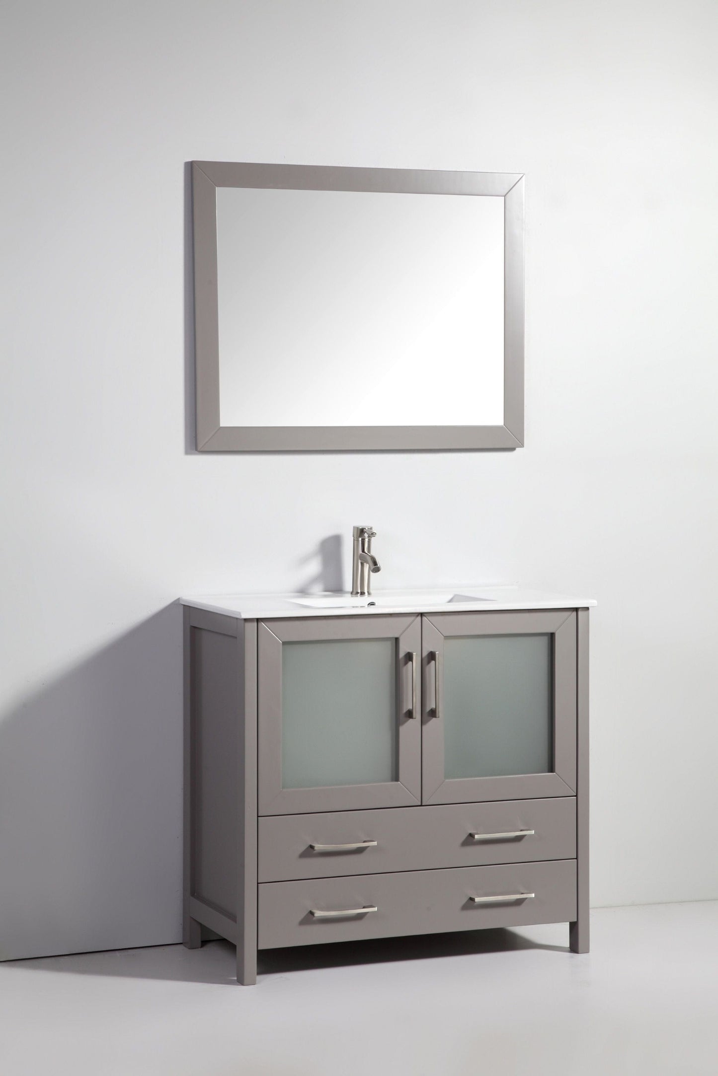 Vanity Art VA3036G 36 Inch Single Sink Bathroom Vanity in Gray with Ceramic Countertop - Vanity Art VA3036G