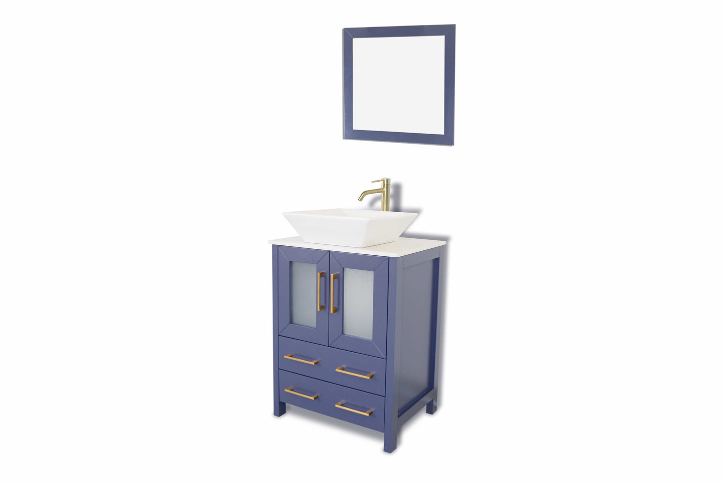 Vanity Art VA3124B 24 Inch Single Sink Bathroom Vanity in Blue with Marble Countertop - Vanity Art VA3124B