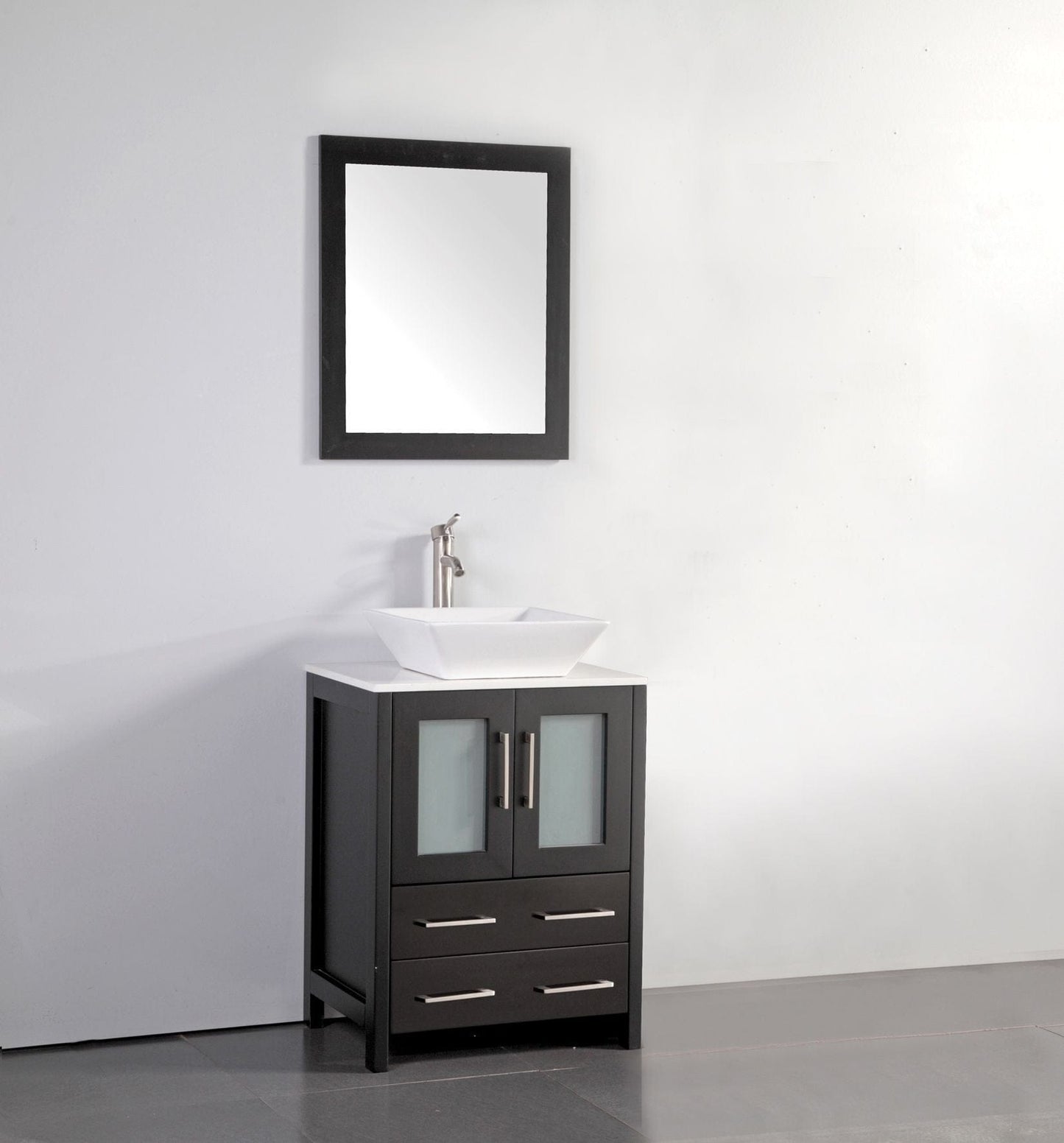 Vanity Art VA3124E 24 Inch Single Sink Bathroom Vanity in Espresso with Marble Countertop - Vanity Art VA3124E