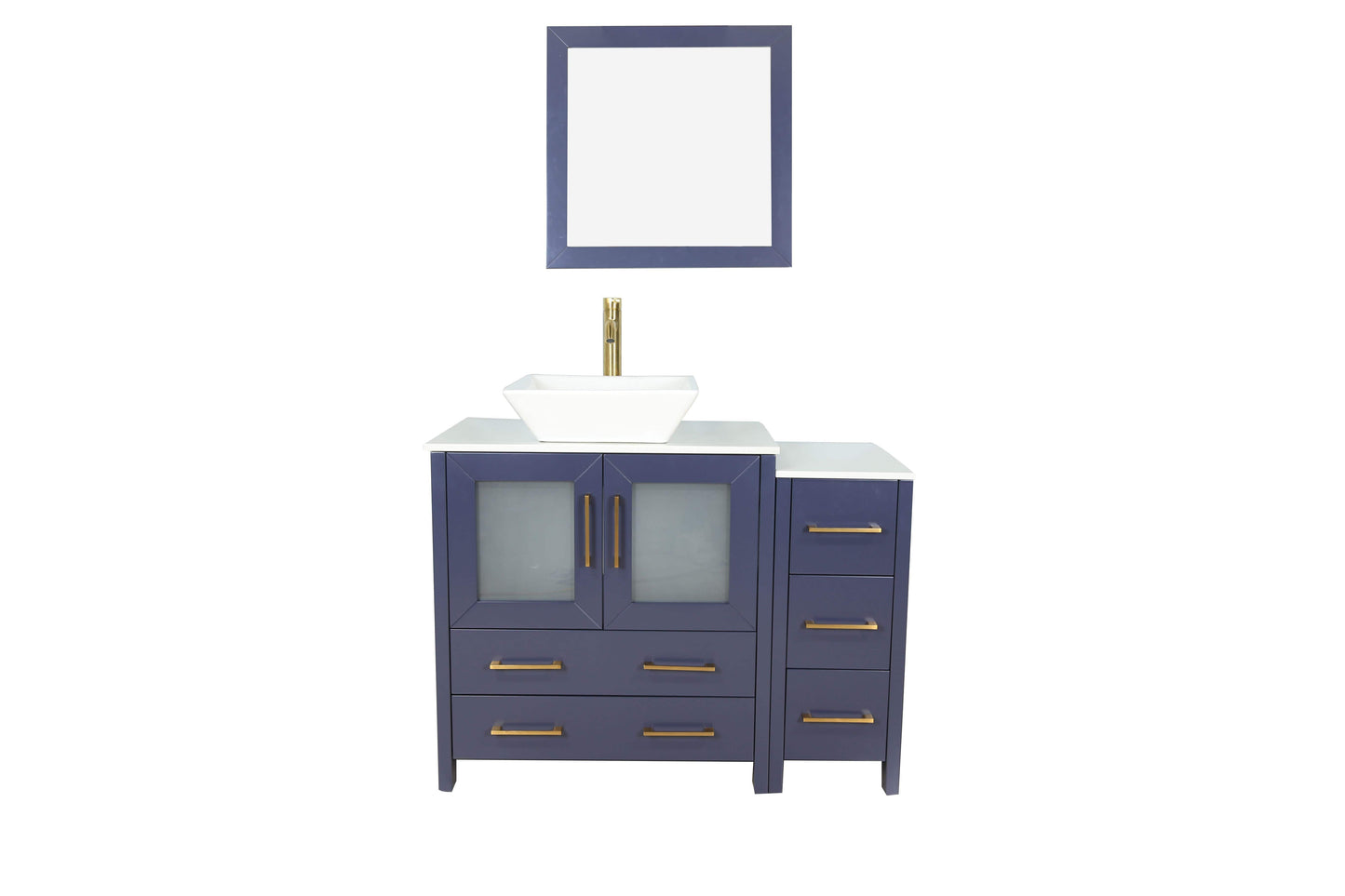 Vanity Art VA3130-42B 42 Inch Single Sink Bathroom Vanity in Blue with Marble Countertop - Vanity Art VA3130-42B