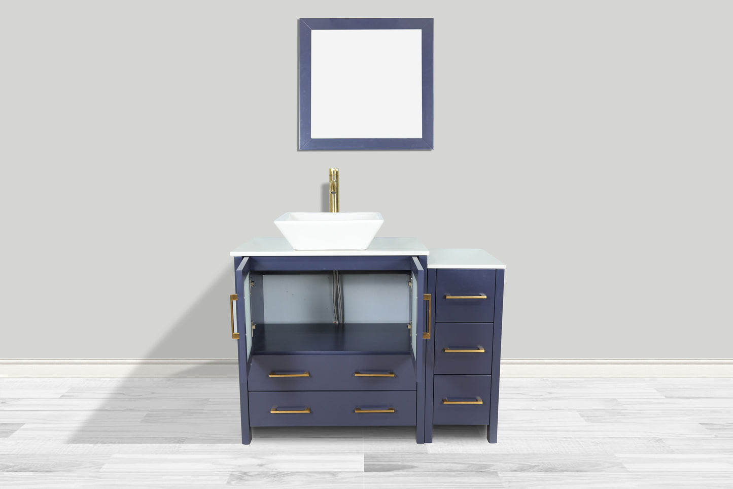 Vanity Art VA3130-42B 42 Inch Single Sink Bathroom Vanity in Blue with Marble Countertop - Vanity Art VA3130-42B
