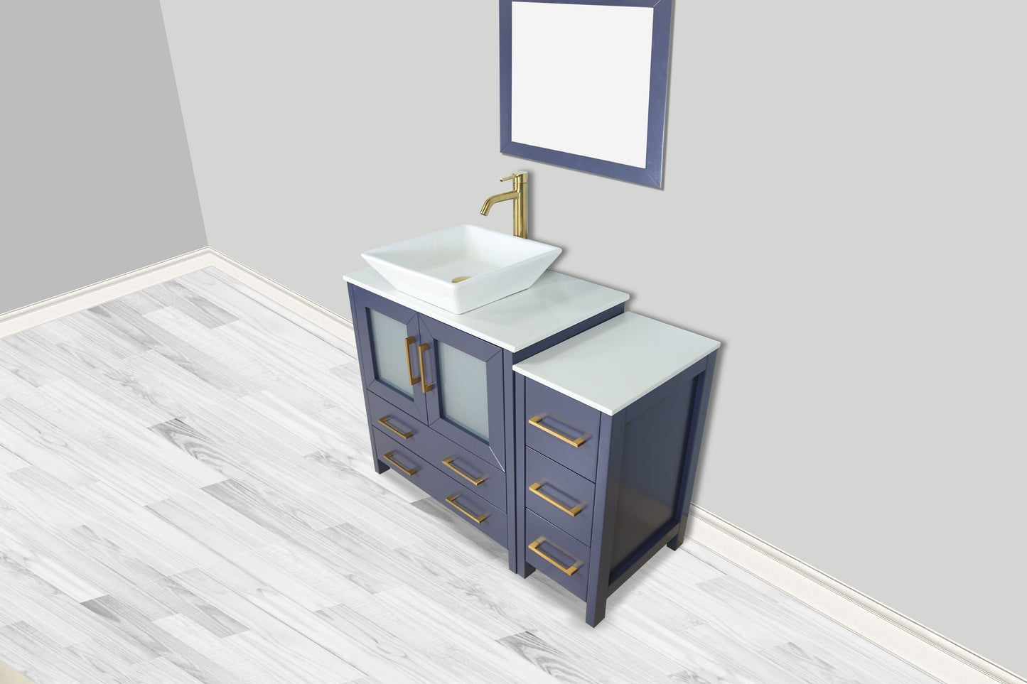 Vanity Art VA3130-42B 42 Inch Single Sink Bathroom Vanity in Blue with Marble Countertop - Vanity Art VA3130-42B