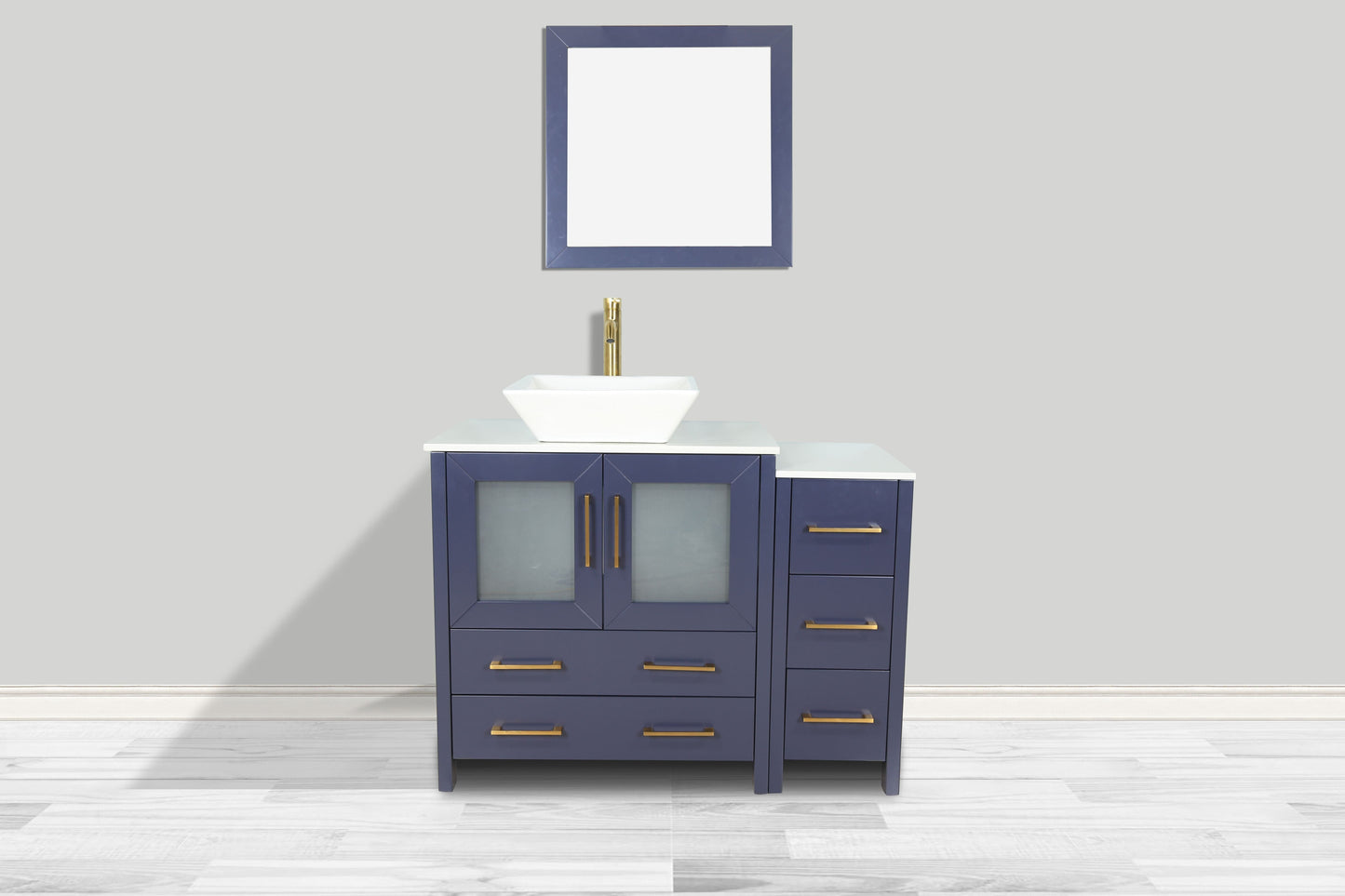 Vanity Art VA3130-42B 42 Inch Single Sink Bathroom Vanity in Blue with Marble Countertop - Vanity Art VA3130-42B