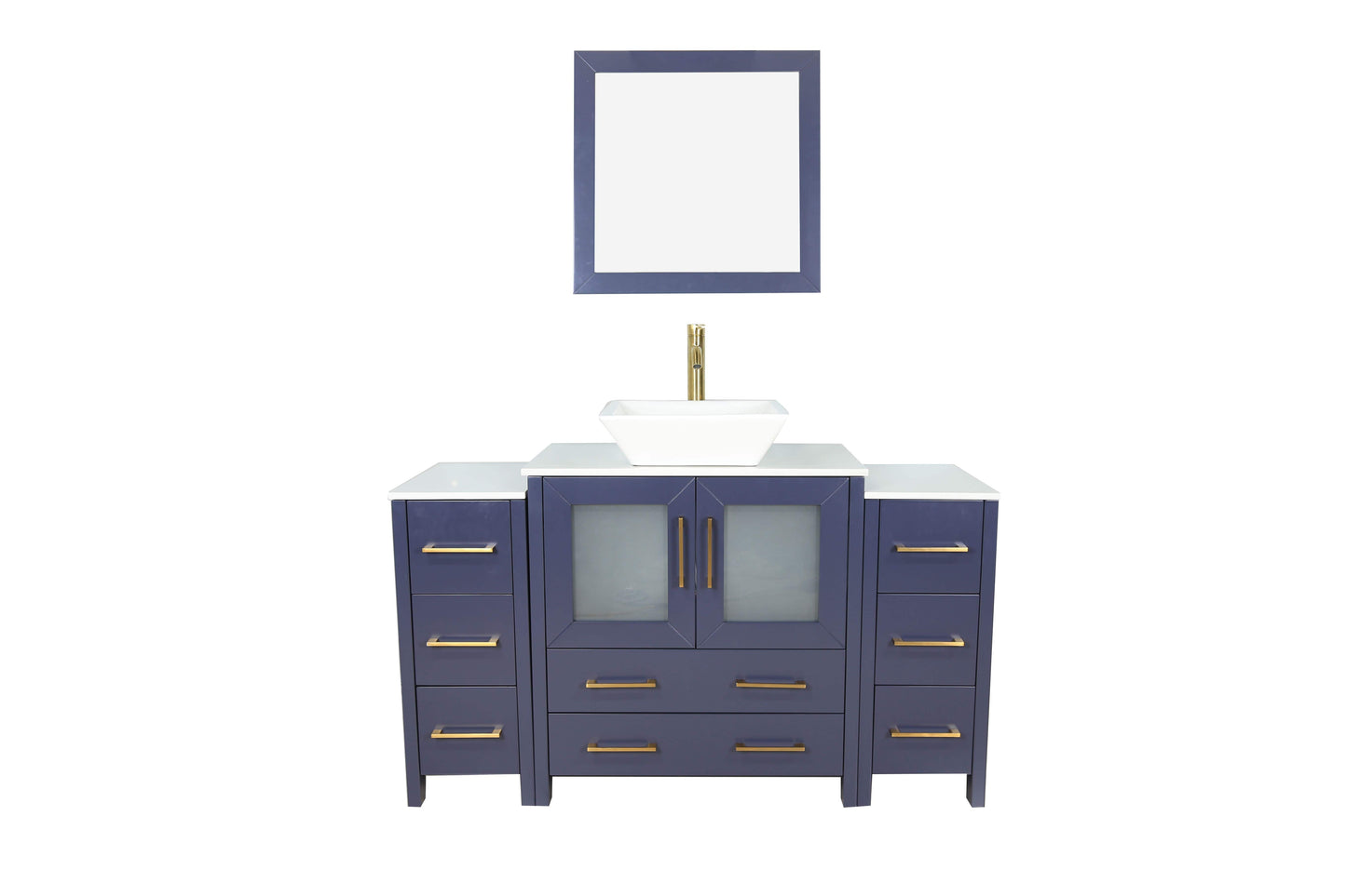 Vanity Art VA3130-54B 54 Inch Single Sink Bathroom Vanity in Blue with Marble Countertop - Vanity Art VA3130-54B