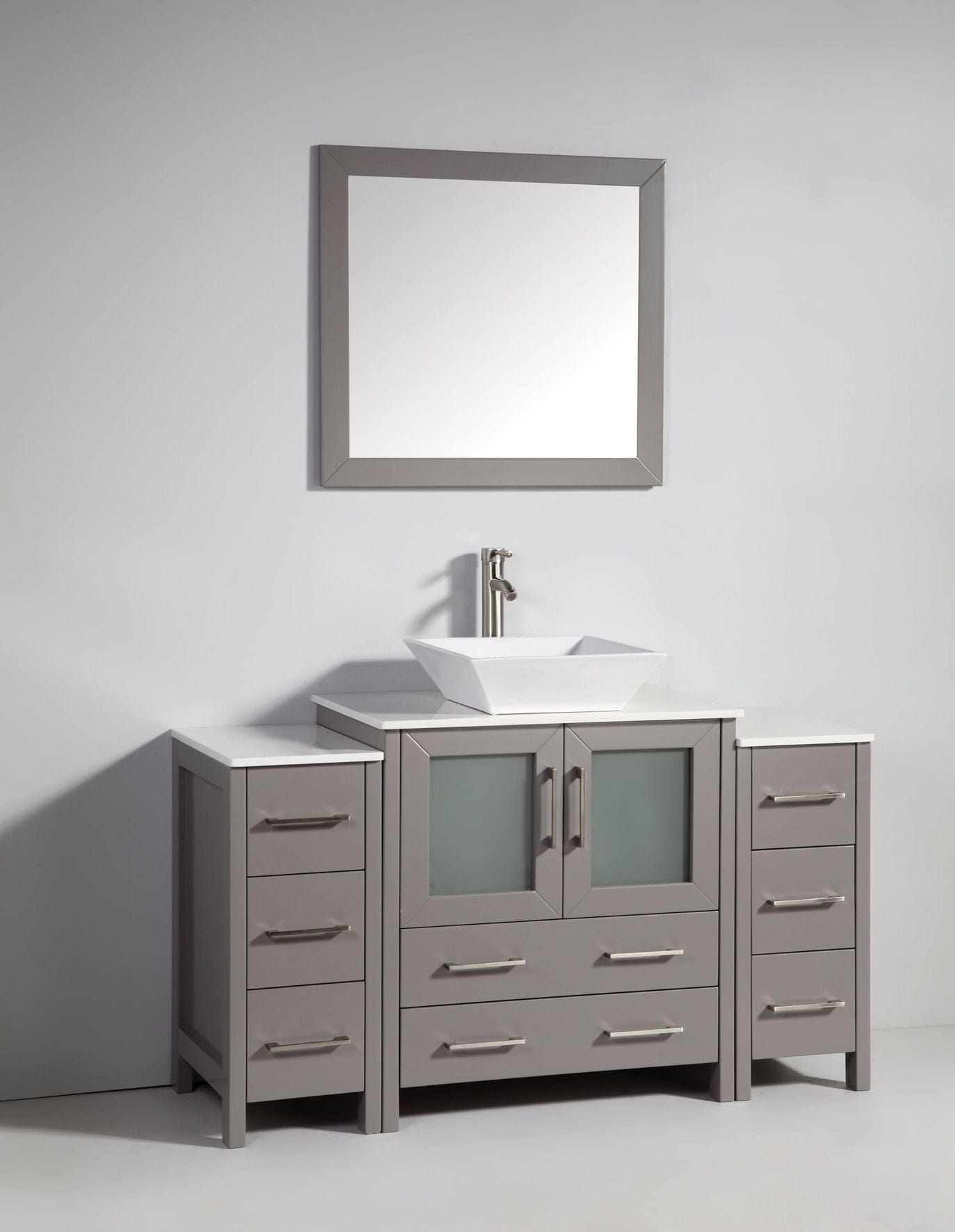 Vanity Art VA3130-54G 54 Inch Single Sink Bathroom Vanity in Gray with Marble Countertop - Vanity Art VA3130-54G