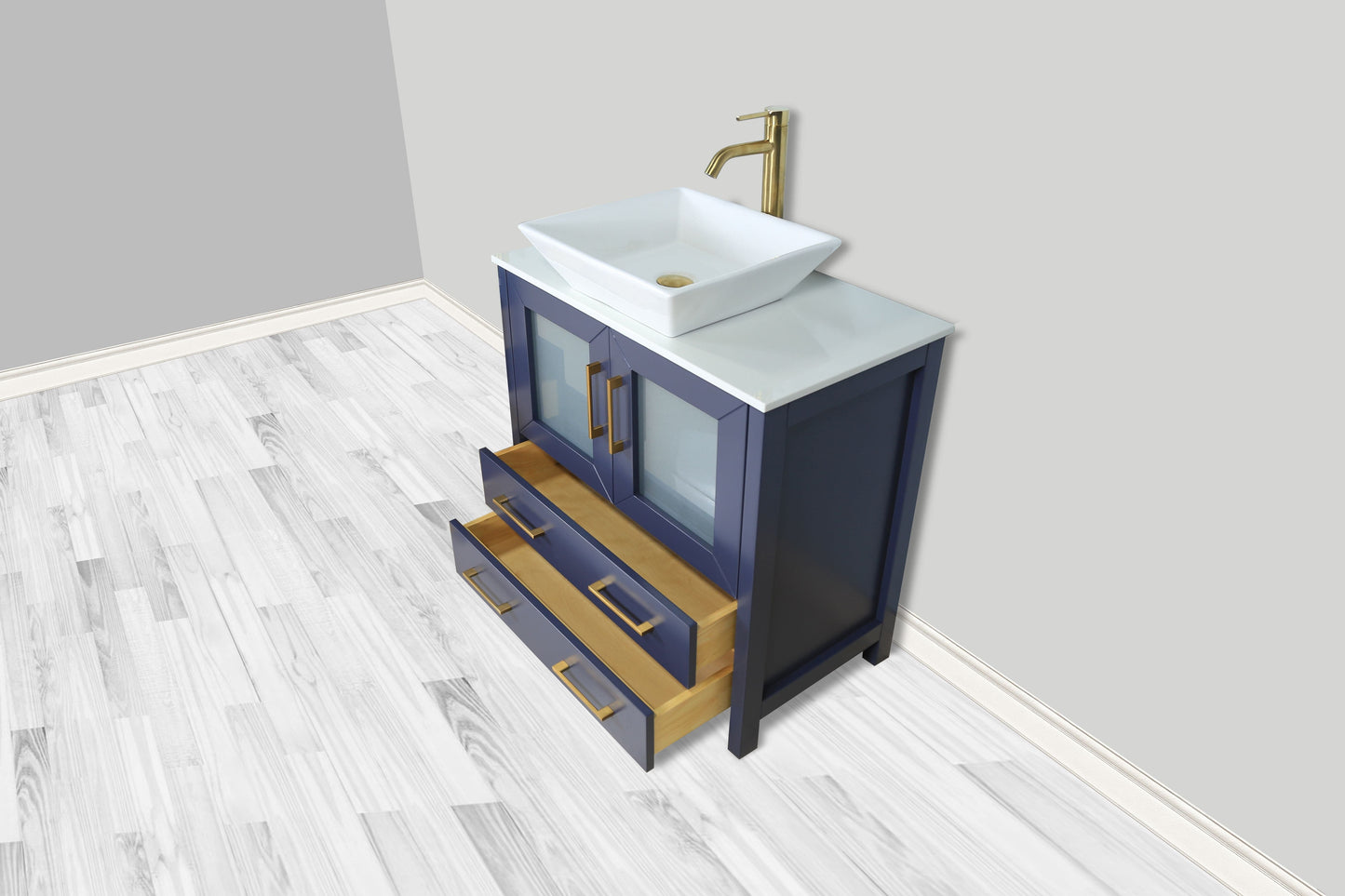 Vanity Art VA3130B 30 Inch Single Sink Bathroom Vanity in Blue with Marble Countertop - Vanity Art VA3130B