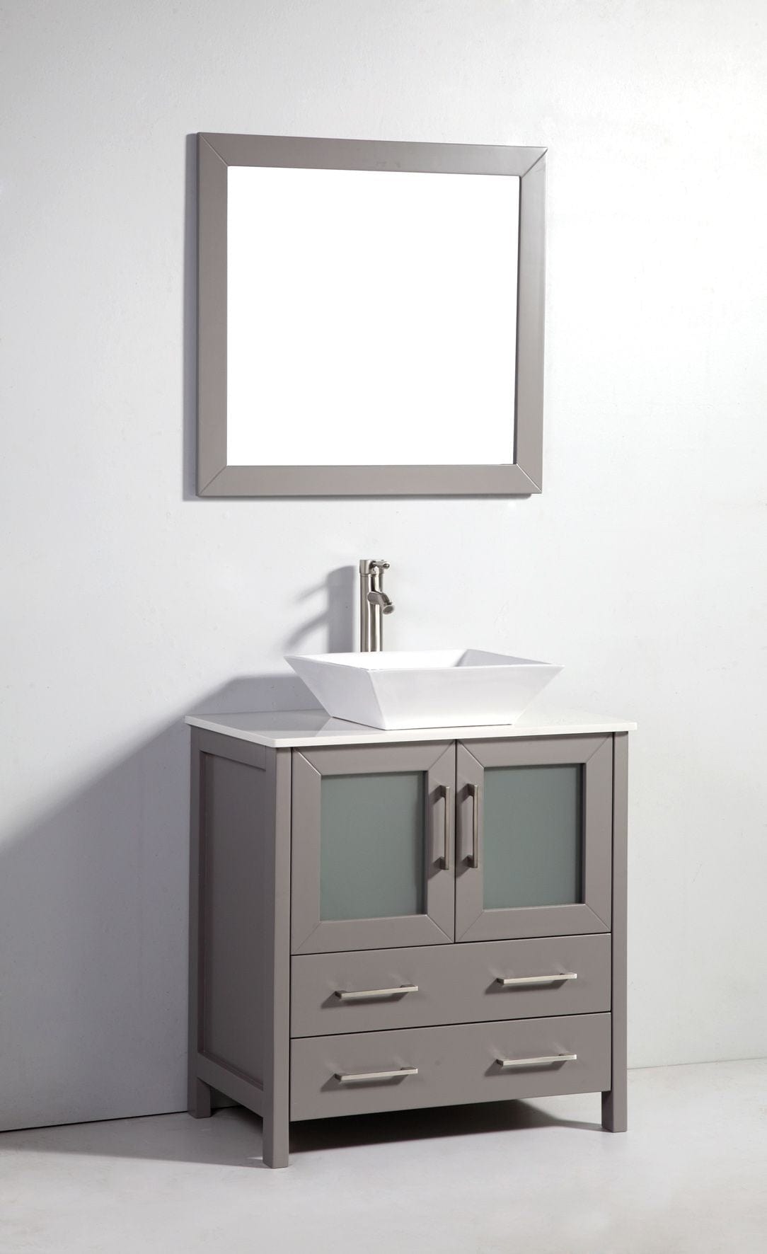 Vanity Art VA3130G 30 Inch Single Sink Bathroom Vanity in Gray with Marble Countertop - Vanity Art VA3130G