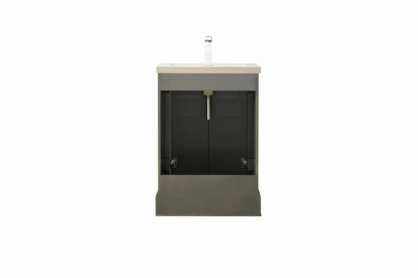 Vanity Art VA5024-SG 24 Inch Single Sink Bathroom Vanity in Gray with Ceramic Sink and Countertop - Vanity Art VA5024-SG