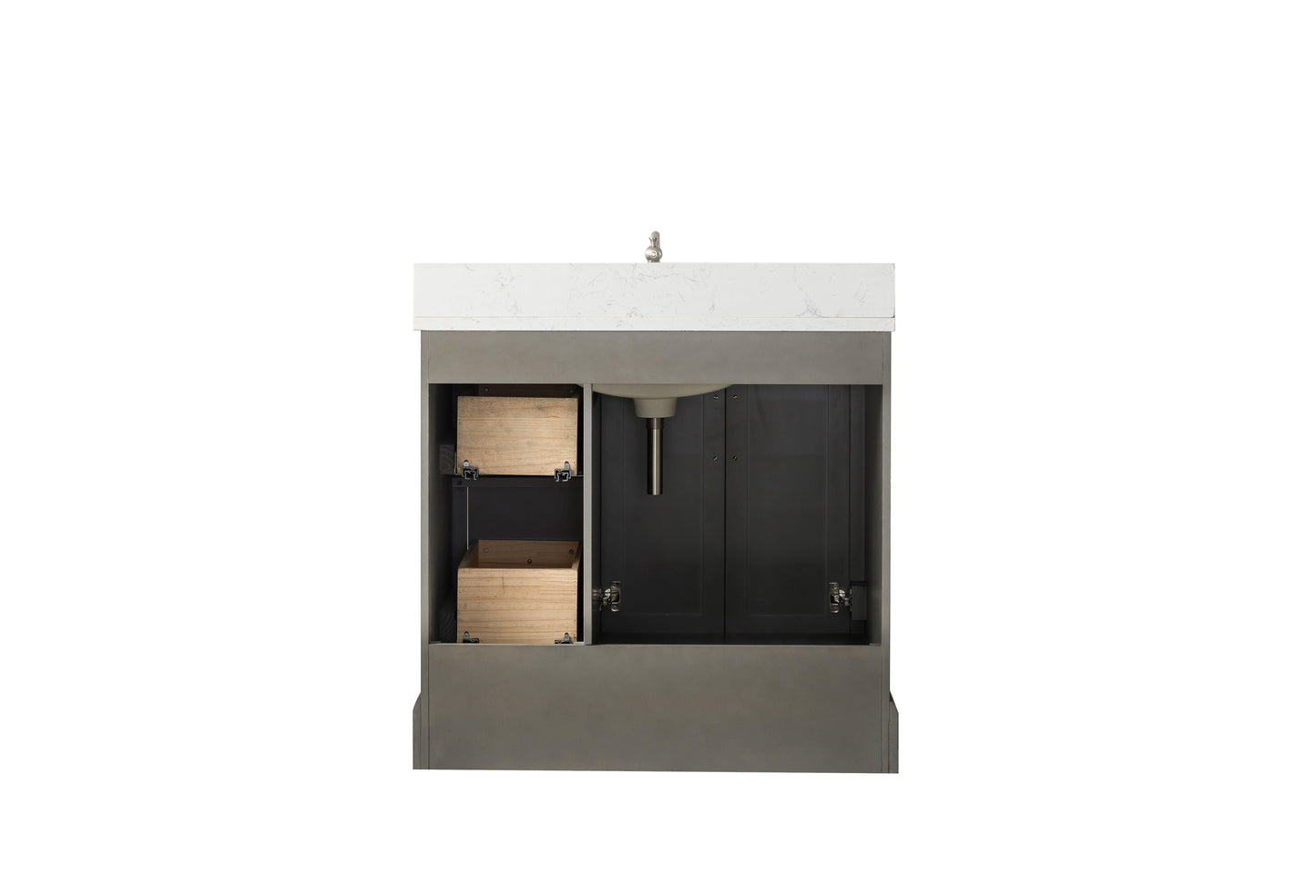 Vanity Art VA5036-SG 36 Inch Single Sink Bathroom Vanity in Gray with Marble Countertop & Backsplash - Vanity Art VA5036-SG