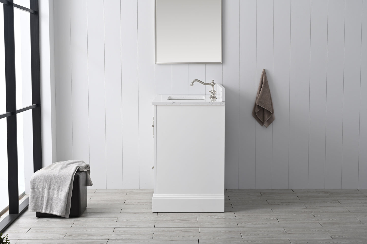 Vanity Art VA5036-W 36 Inch Single Sink Bathroom Vanity in White with Marble Countertop & Backsplash - Vanity Art VA5036-W