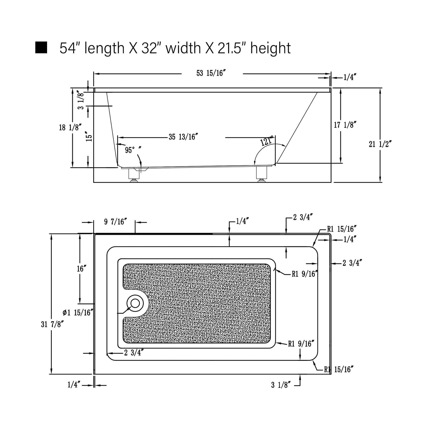 Vanity Art VA6301-M-LEFT-BN 54 Inch Acrylic Alcove Skirt Soaking Bathtub with Left Drain in Brushed Nickel Finish - Vanity Art VA6301-M-LEFT-BN