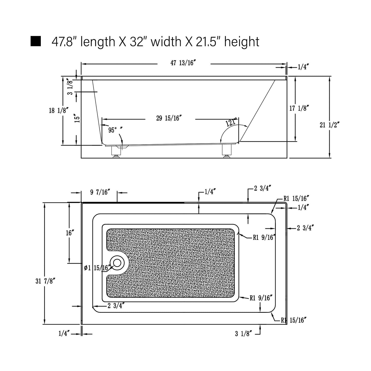 Vanity Art VA6301-S-LEFT-TG 48 Inch Acrylic Alcove Skirt Soaking Bathtub with Left Drain in Titanium Gold Finish - Vanity Art VA6301-S-LEFT-TG