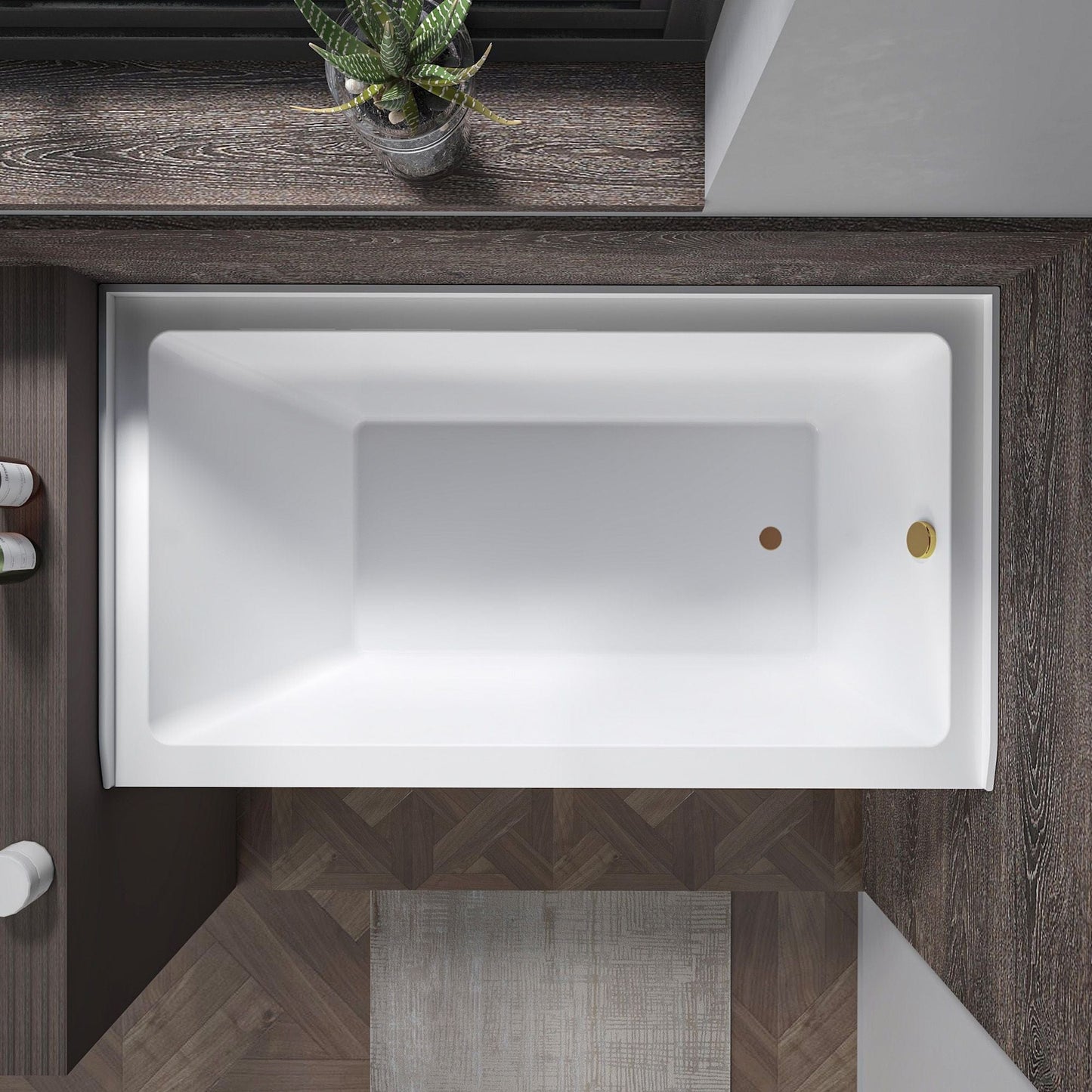 Vanity Art VA6301-S-RIGHT-TG 48 Inch Acrylic Alcove Skirt Soaking Bathtub with Right Drain in Titanium Gold Finish - Vanity Art VA6301-S-RIGHT-TG