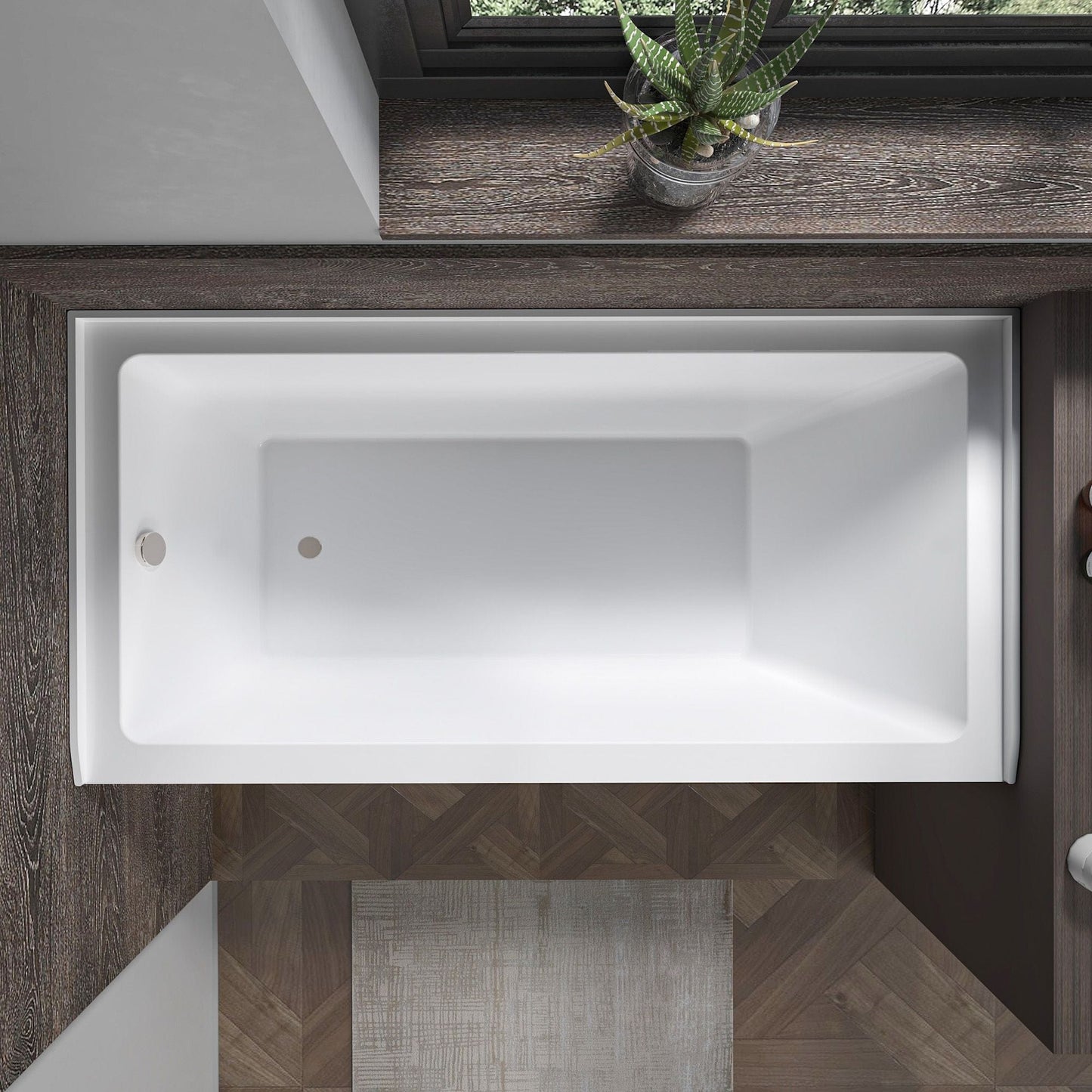Vanity Art VA6302-L-LEFT-BN 60 Inch Acrylic Alcove Skirt Soaking Bathtub with Left Drain in Brushed Nickel Finish - Vanity Art VA6302-L-LEFT-BN