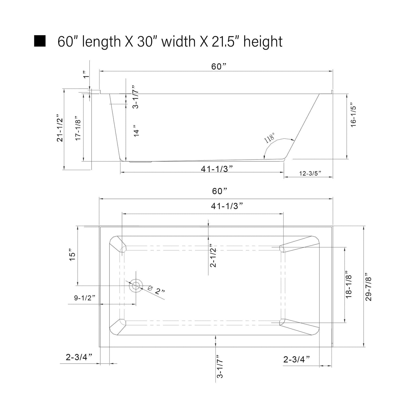 Vanity Art VA6302-L-LEFT-BN 60 Inch Acrylic Alcove Skirt Soaking Bathtub with Left Drain in Brushed Nickel Finish - Vanity Art VA6302-L-LEFT-BN