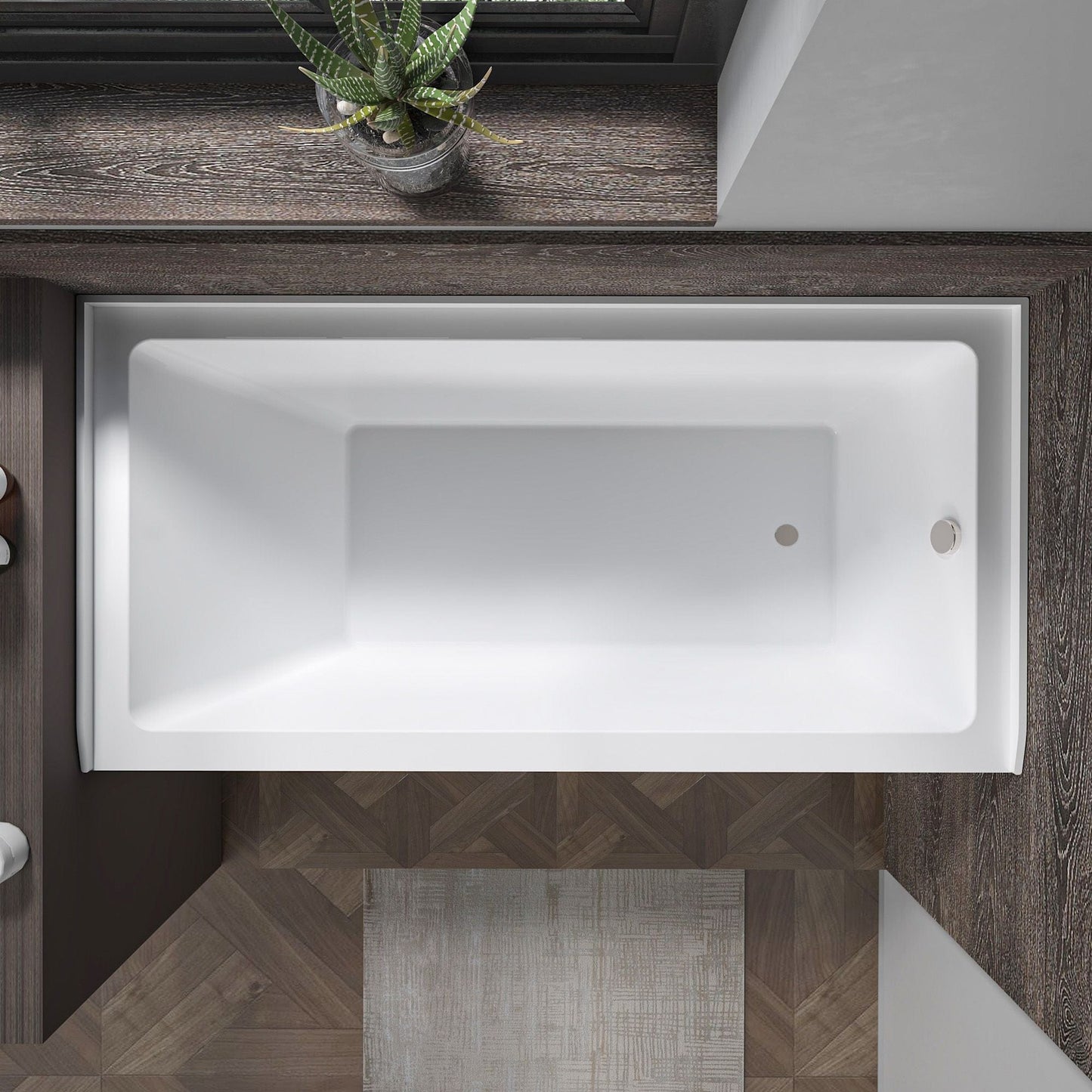 Vanity Art VA6302-L-RIGHT-BN 60 Inch Acrylic Alcove Skirt Soaking Bathtub with Right Drain in Brushed Nickel Finish - Vanity Art VA6302-L-RIGHT-BN