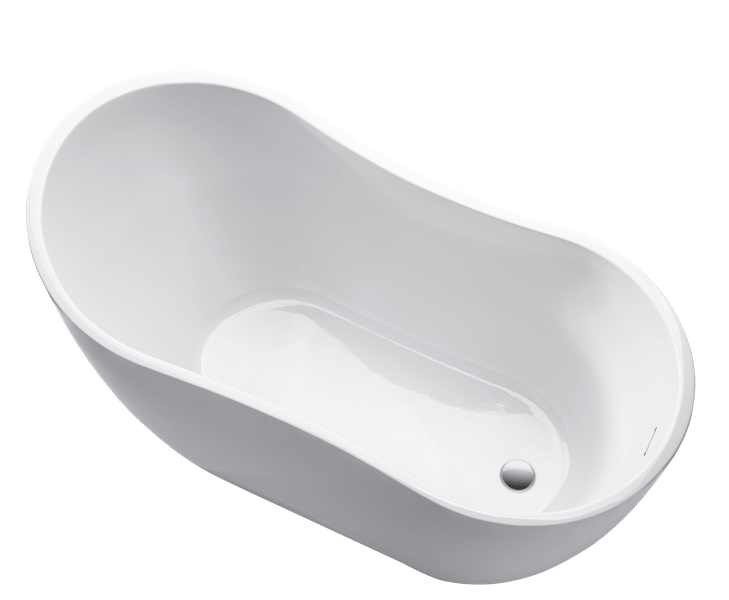 Vanity Art VA6525-PC 54 Inch Freestanding White Acrylic Bathtub with Overflow And Pop-Up Drain - Vanity Art VA6525-PC