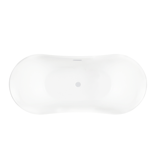Vanity Art VA6805-PW 67 Inch Freestanding White Acrylic Bathtub with Overflow And Pop-Up Drain - Vanity Art VA6805-PW