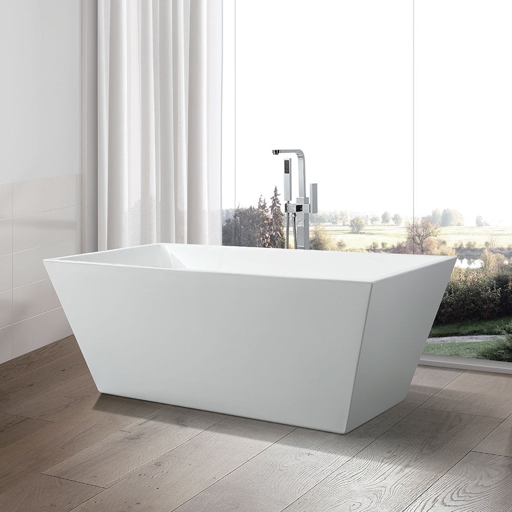 Vanity Art VA6813-L 67 Inch Freestanding White Acrylic Bathtub with Overflow And Pop-Up Drain - Vanity Art VA6813-L