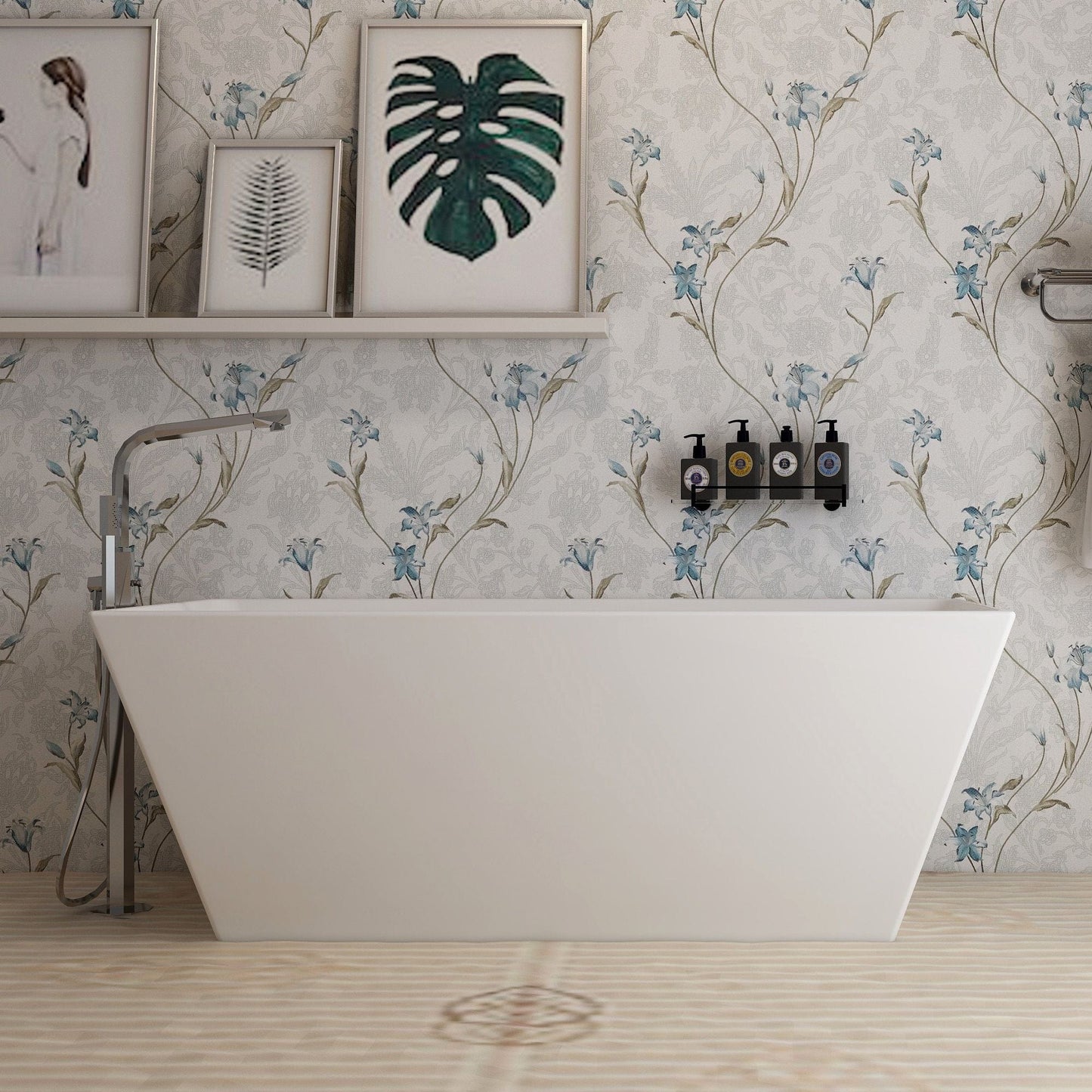 Vanity Art VA6813-L 67 Inch Freestanding White Acrylic Bathtub with Overflow And Pop-Up Drain - Vanity Art VA6813-L
