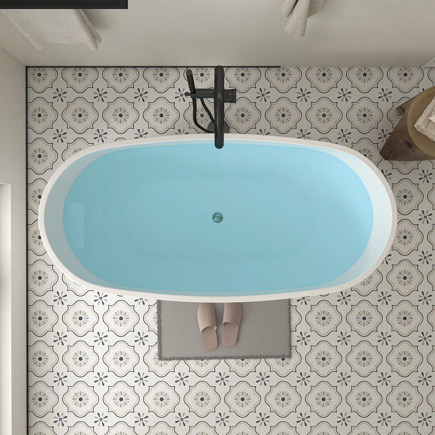 Vanity Art VA6906-L-PC 67 Inch Freestanding White Acrylic Bathtub with Polished Chrome Slotted Overflow And Pop-Up Drain - Vanity Art VA6906-L-PC