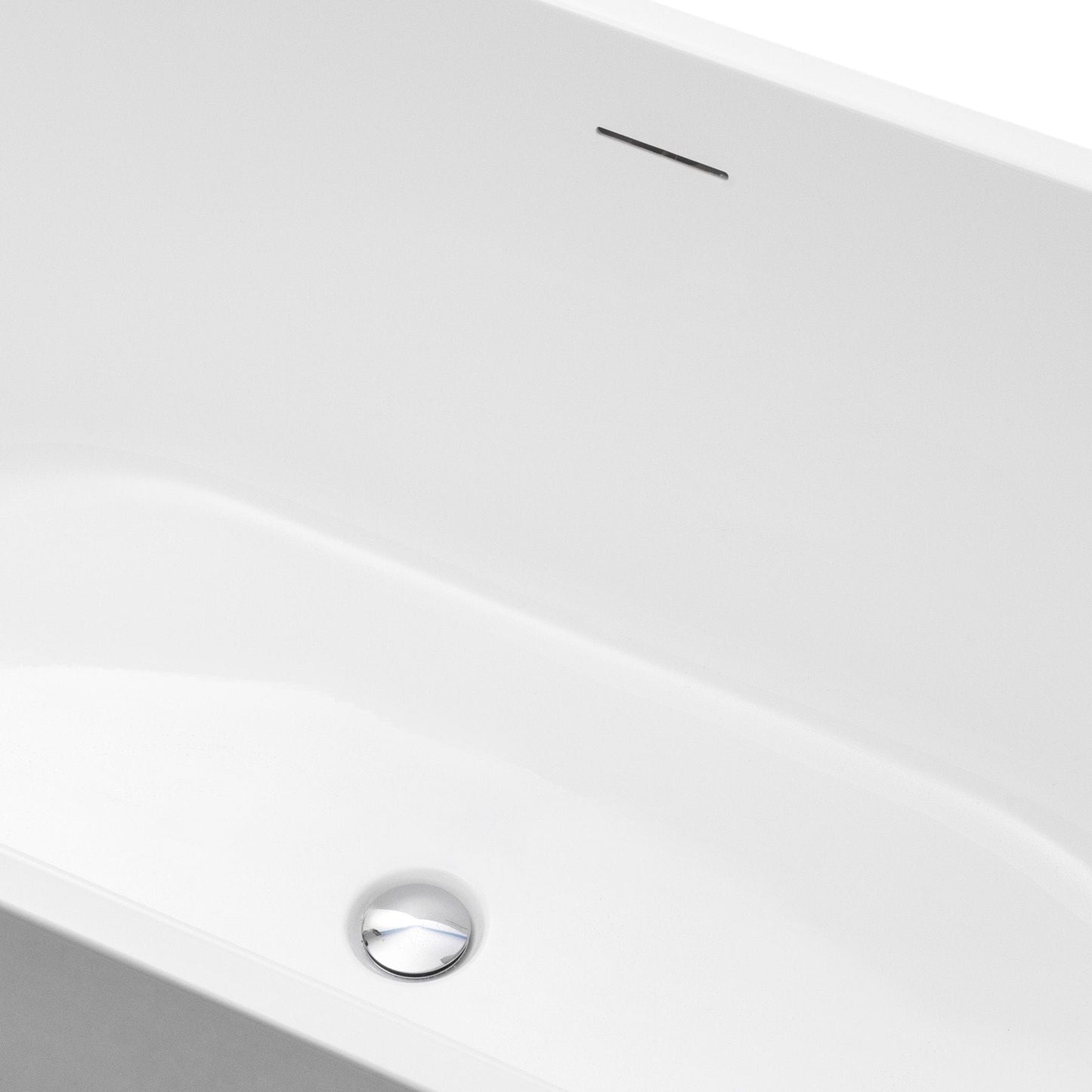 Vanity Art VA6906-L-PC 67 Inch Freestanding White Acrylic Bathtub with Polished Chrome Slotted Overflow And Pop-Up Drain - Vanity Art VA6906-L-PC