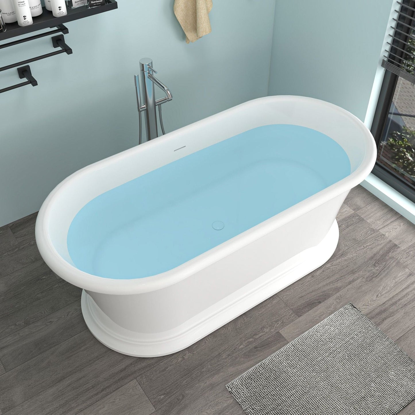 Vanity Art VA6916-ML Freestanding Solid Surface Resin Matte Bathtub 67 Inch x 31.5 Inch - Vanity Art VA6916-ML