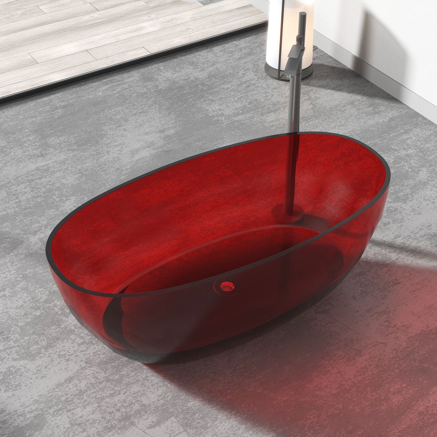 Vanity Art VA6921-PRL Freestanding Solid Surface Resin Bathtub 67 Inch x 29.5 Inch - Vanity Art VA6921-PRL