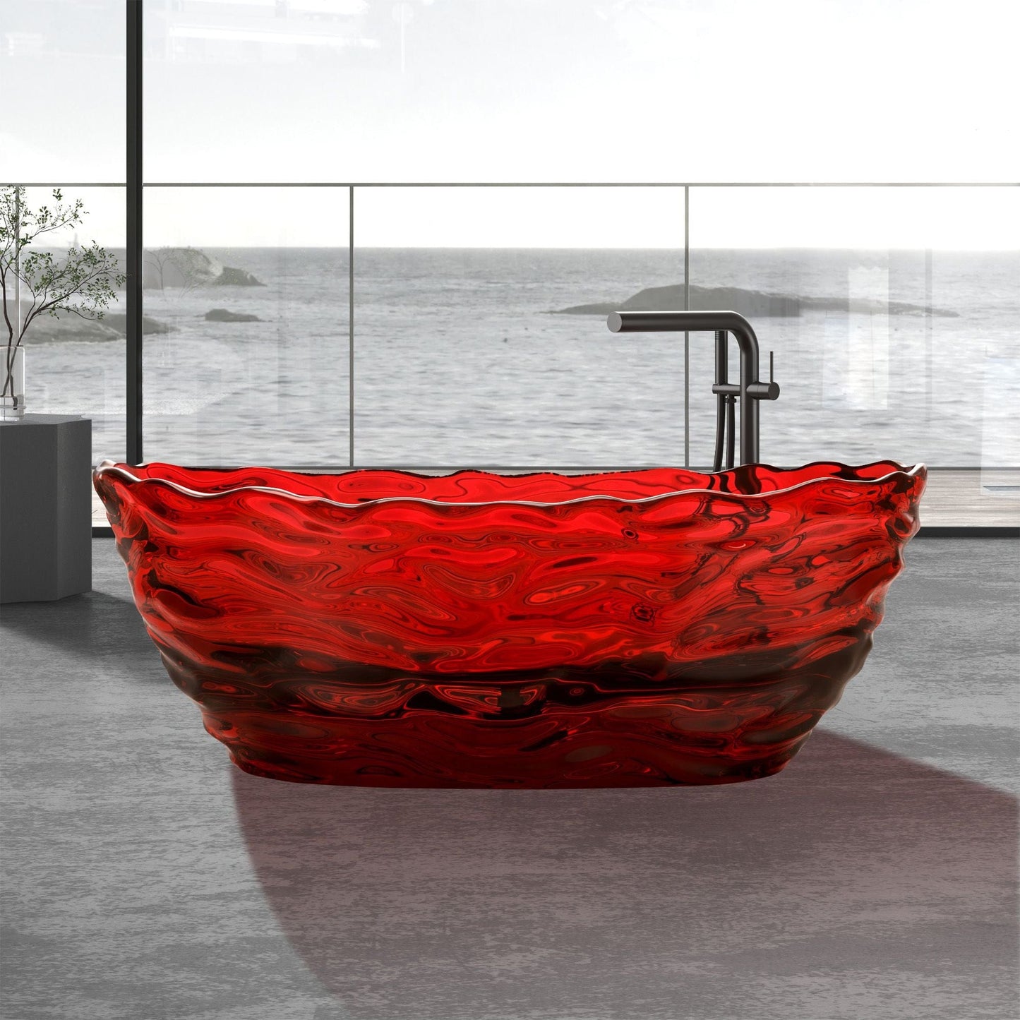 Vanity Art VA6922-PR Freestanding Solid Surface Resin Bathtub 69 Inch x 29.5 Inch - Vanity Art VA6922-PR