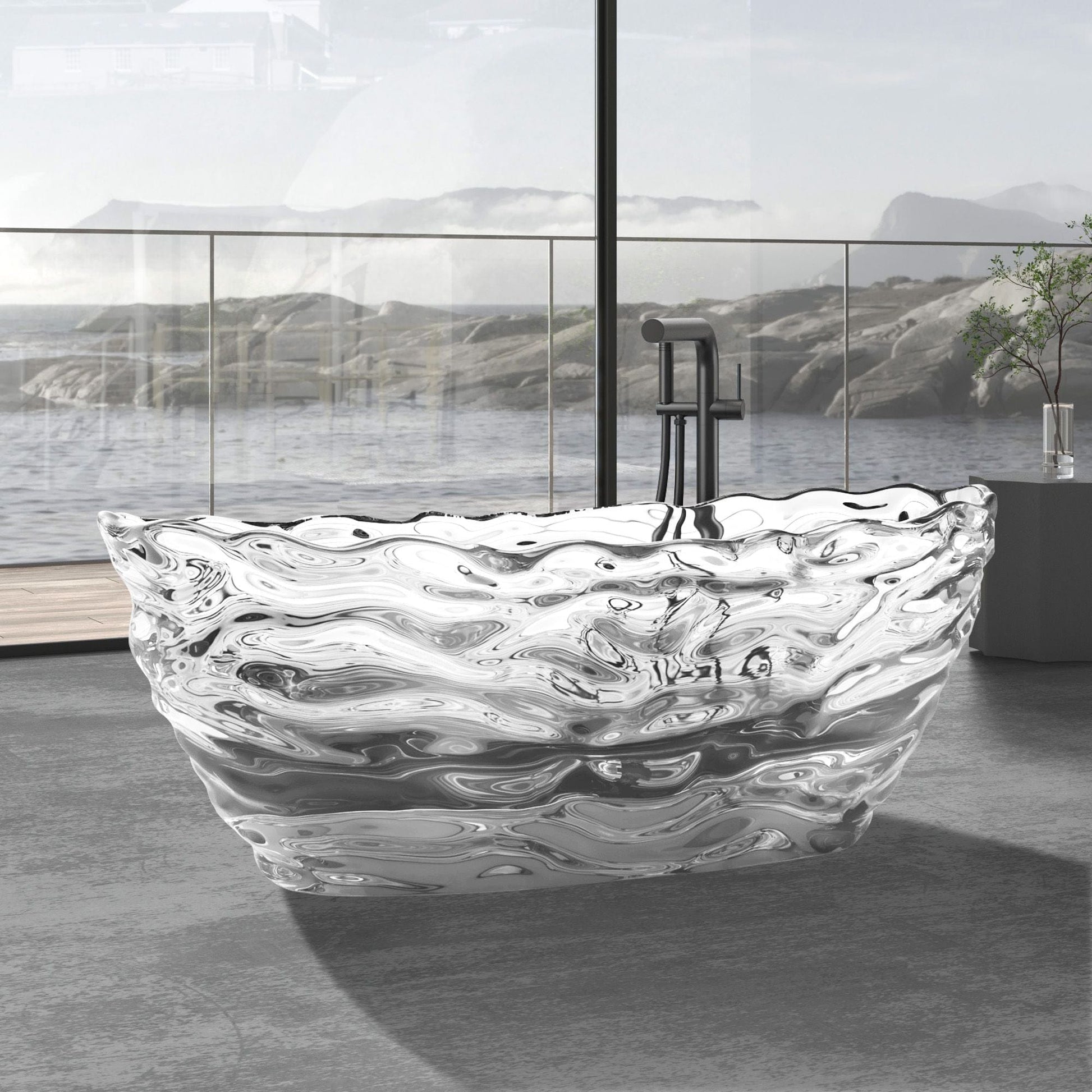 Vanity Art VA6922-PW Freestanding Solid Surface Resin Bathtub 69 Inch x 29.5 Inch - Vanity Art VA6922-PW