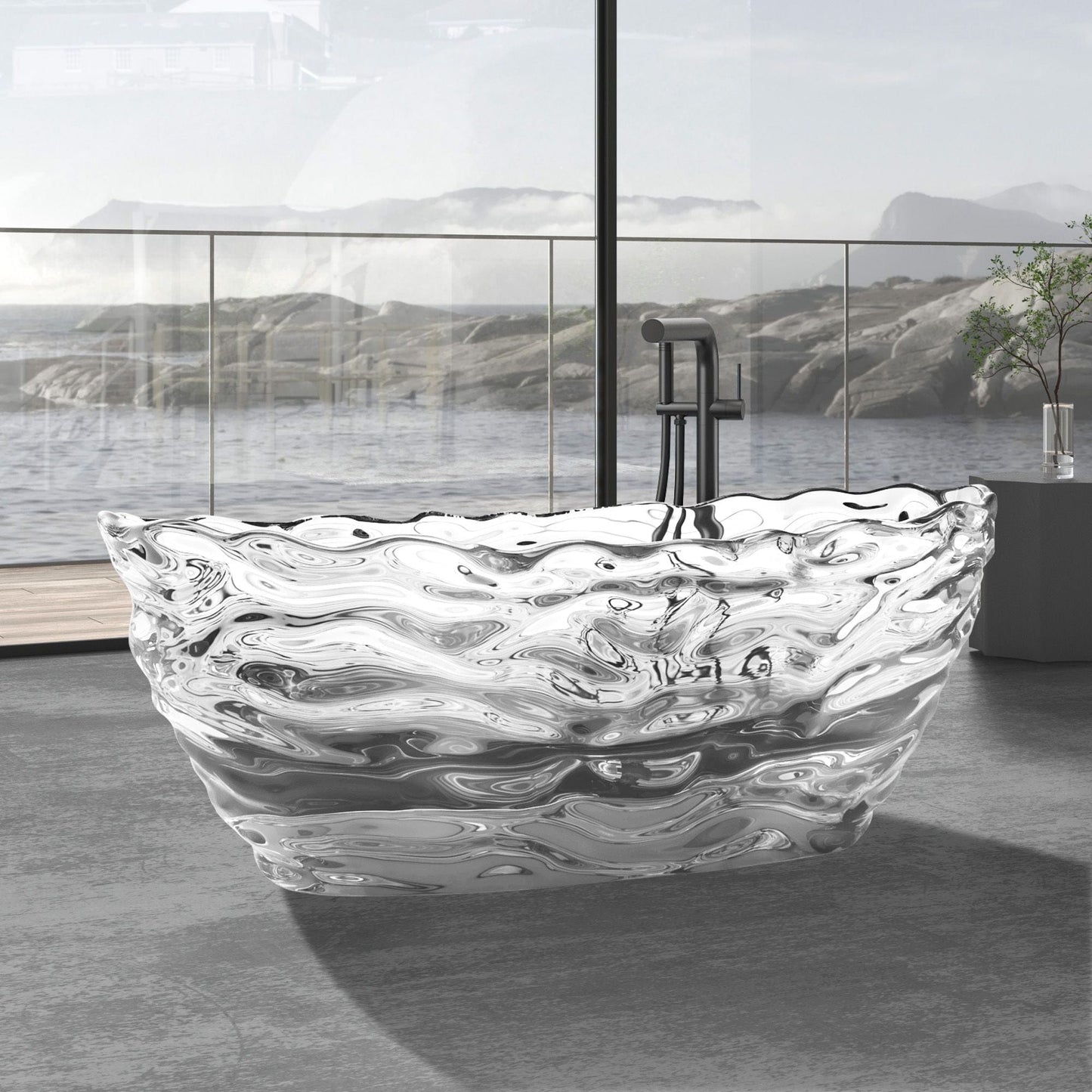 Vanity Art VA6922-PW Freestanding Solid Surface Resin Bathtub 69 Inch x 29.5 Inch - Vanity Art VA6922-PW