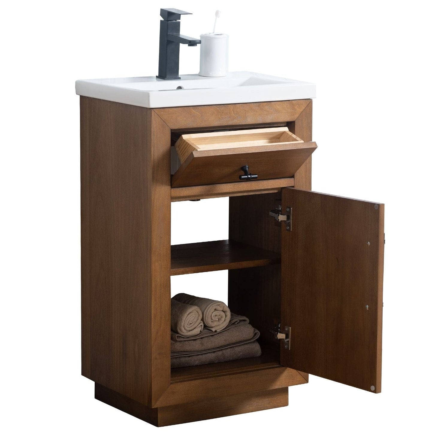 Vanity Art VA7020-T 20 Inch Single Sink Bathroom Vanity in Tan with Marble Countertop - Vanity Art VA7020-T