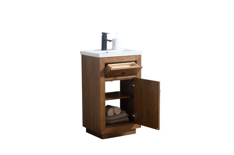 Vanity Art VA7020-T 20 Inch Single Sink Bathroom Vanity in Tan with Marble Countertop - Vanity Art VA7020-T