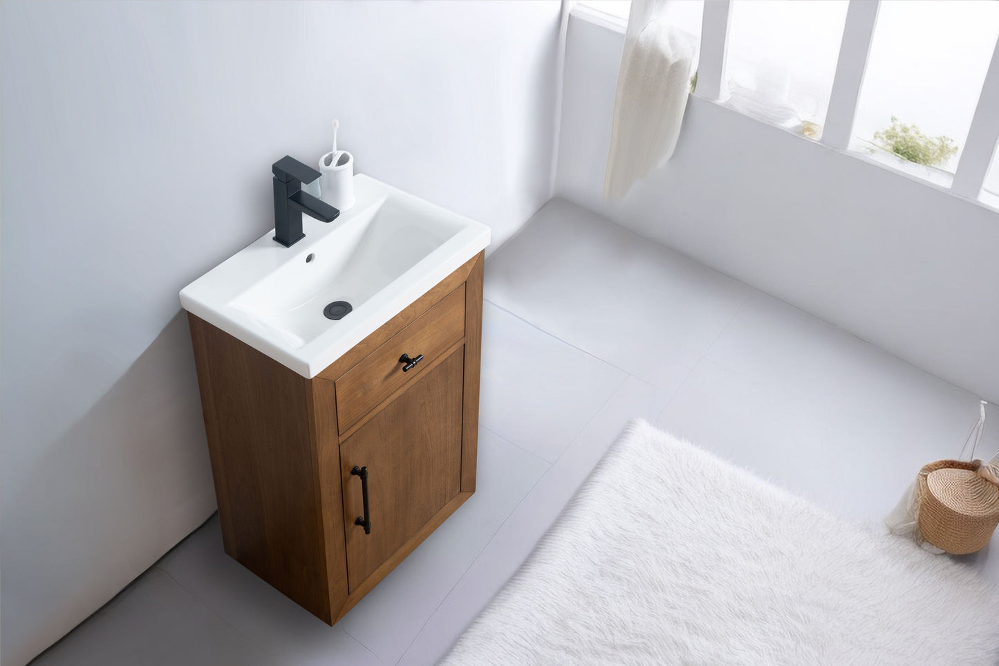 Vanity Art VA7020-T 20 Inch Single Sink Bathroom Vanity in Tan with Marble Countertop - Vanity Art VA7020-T