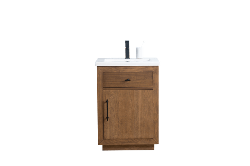 Vanity Art VA7024-T 24 Inch Single Sink Bathroom Vanity in Tan with Marble Countertop - Vanity Art VA7024-T