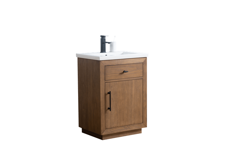 Vanity Art VA7024-T 24 Inch Single Sink Bathroom Vanity in Tan with Marble Countertop - Vanity Art VA7024-T