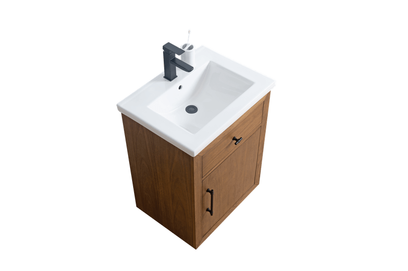 Vanity Art VA7024-T 24 Inch Single Sink Bathroom Vanity in Tan with Marble Countertop - Vanity Art VA7024-T