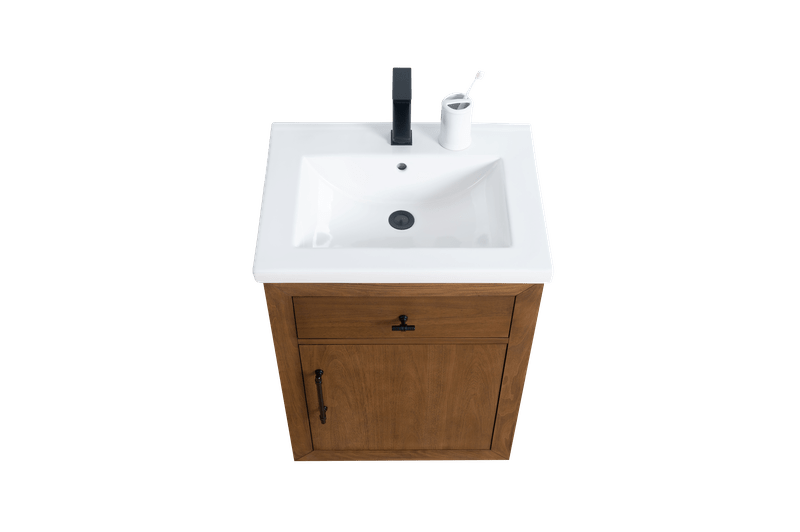 Vanity Art VA7024-T 24 Inch Single Sink Bathroom Vanity in Tan with Marble Countertop - Vanity Art VA7024-T